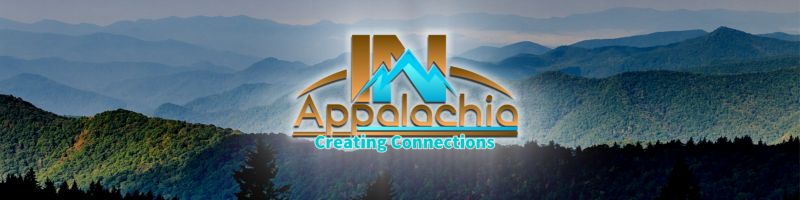 Appalachian mountain landscape with IN Appalachia banner